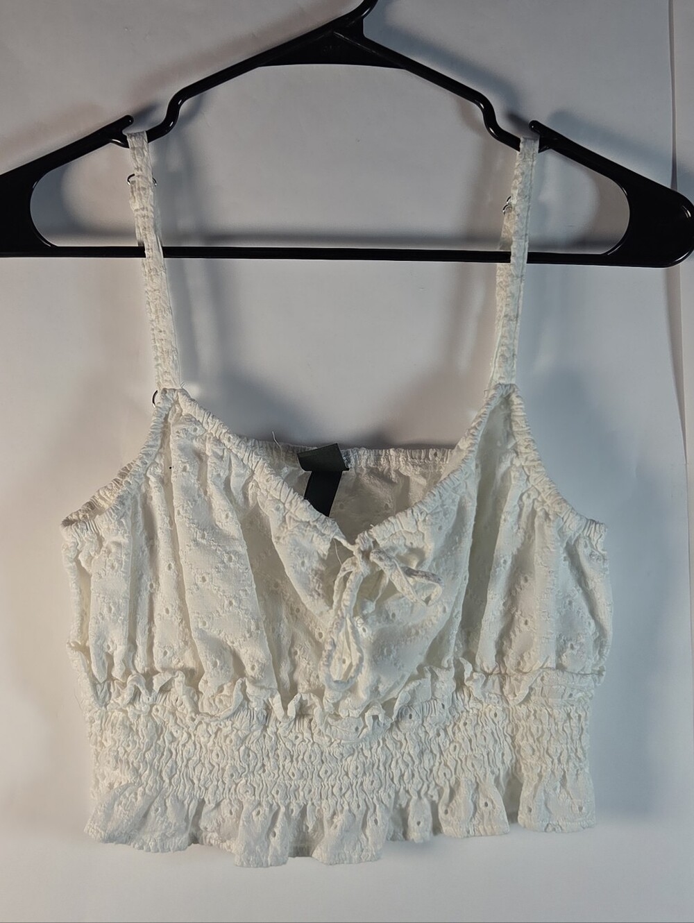 wild fable White Eyelet Smocked Crop Cami